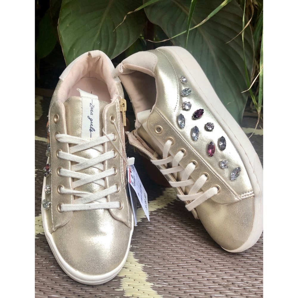 Zara - GIRLS Metallic gold and bejeweled sneaker